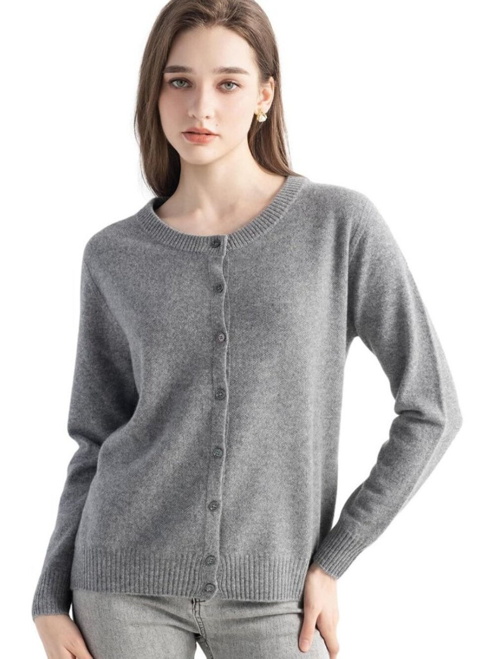 Cozy 100% Pure Cashmere Long Sleeve Cardigan Sweater for Fall & Winter Wear